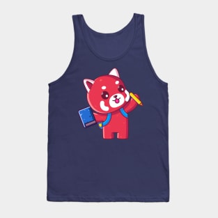 Cute red panda go to school Tank Top